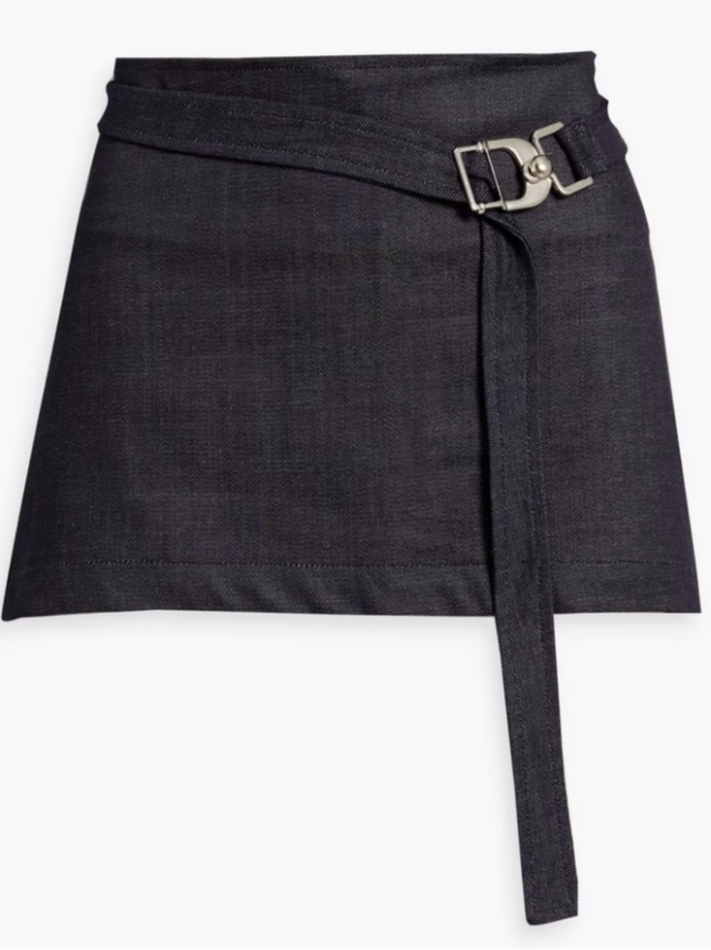 EB Denim Belted Black Denim Mini Skirt